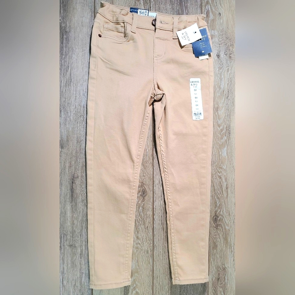 Girls Crown & Ivy Tan Jeggings Khaki Denim Pants Size 6X